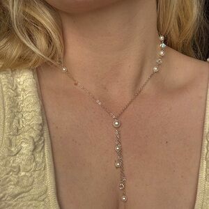 925 Glass Crystal / Pearl Drop Necklace